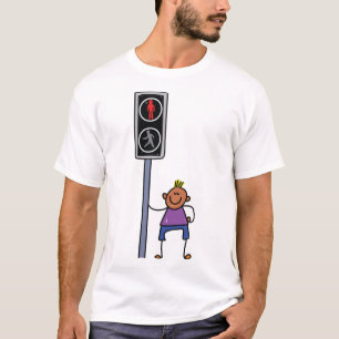 T-shirt Garçon au passage piéton avec le signal rouge Stop