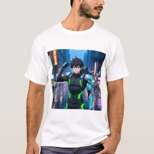 T-shirt Garçon Cyborg d'anime futuriste dans une ville néo