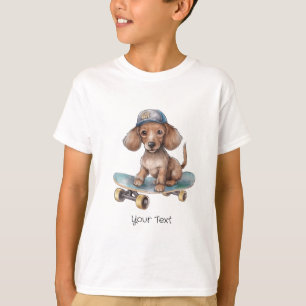 T-shirt garçon Dachshund aquarelle