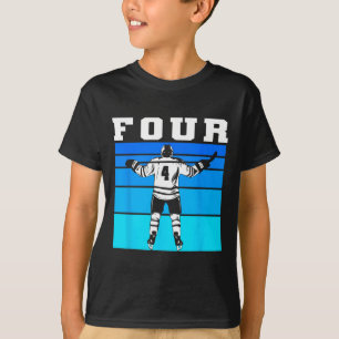 T-shirt Garçon de hockey 4e anniversaire Quatre anniversai