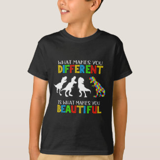 T-shirt Garçon de la sensibilisation à l'autisme dinosaure