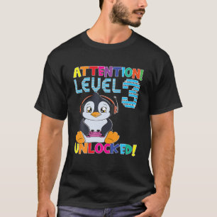 T-shirt Garçon de pingouin Niveau d'attention 3 Gamin déve