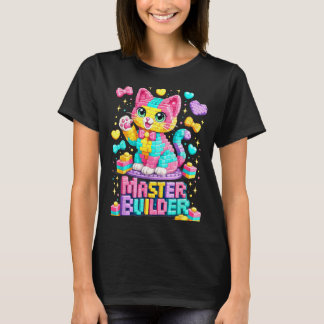 T-shirt Garçon Fille Enfant Bloc Brique Construction Chat