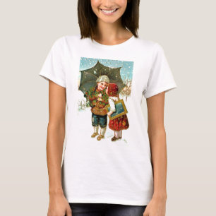 T-shirt Garçon, fille et parapluie