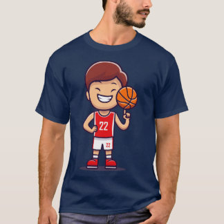 T-shirt Garçon Jouant Au Basket