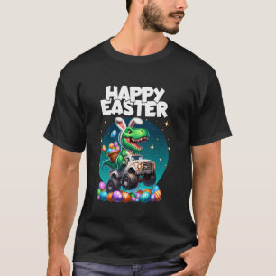 T-shirt Garçon Joyeux Lapin de Pâques T-Rex Dinosaure Mons