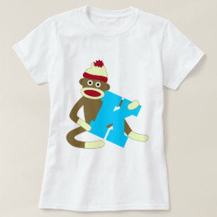 T-shirt Garçon K de monogramme de singe de chaussette