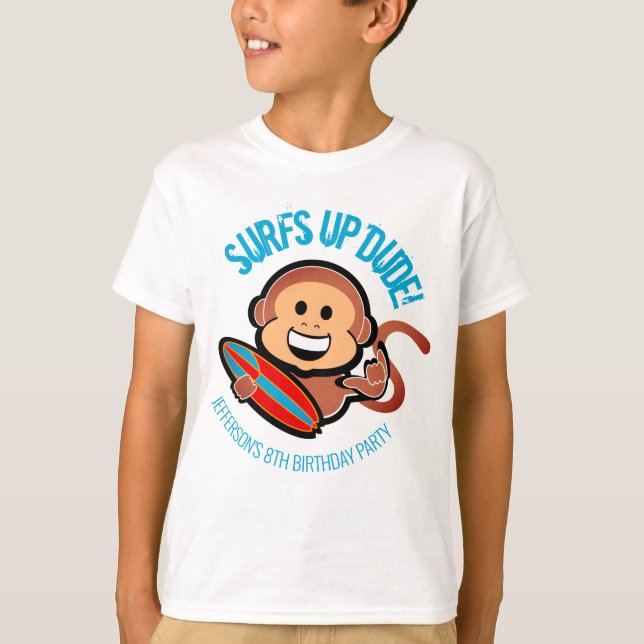 T-shirt garçon N'IMPORTE QUEL ÂGE surf singe BEACH POOL FÊ (Devant)