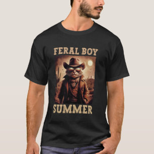 T-shirt Garçon Sauvage Été Cow-boy Chat Chapeau de Cow-boy