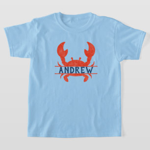 T-shirt Garçons Aquarelle Crabe Nom du fractionnement
