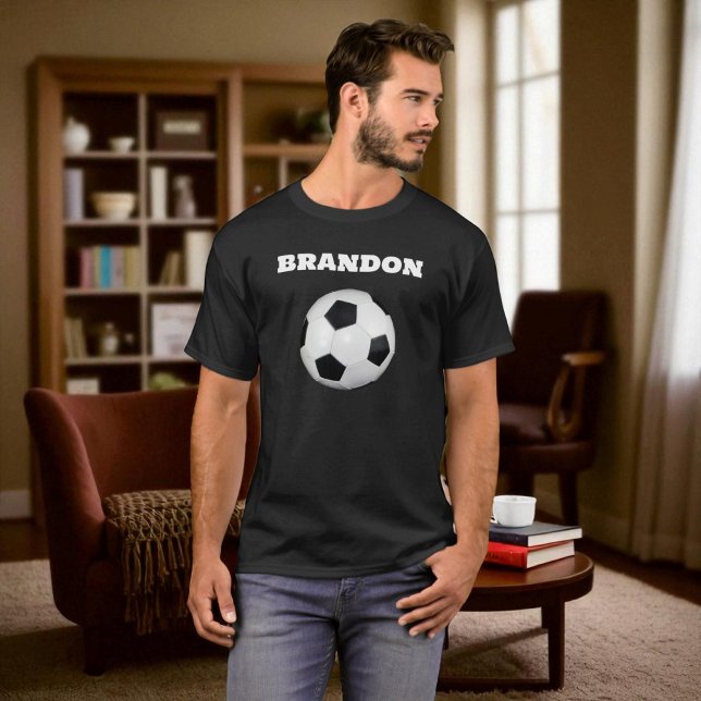 T-shirt Garçons balle de football noir élégant Nom personn (Créateur téléchargé)