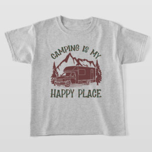 T-shirt garçons cool camping happy place word art