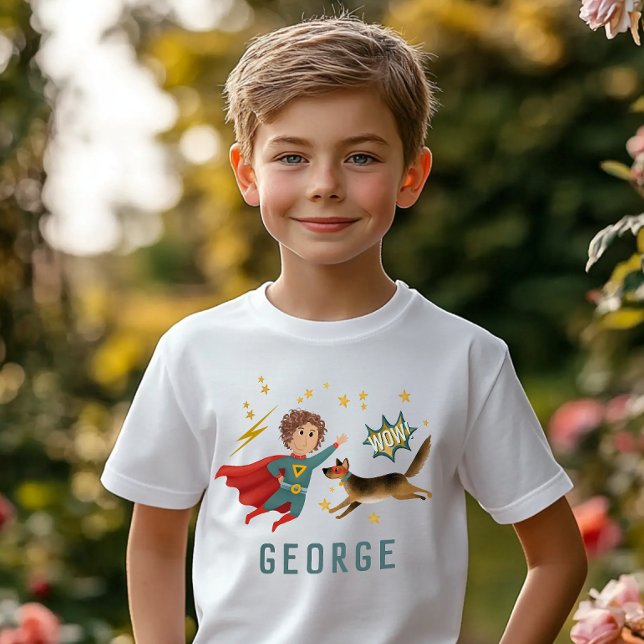 T-shirt Garçons Cool Superhero et Super Chien enfants (Créateur téléchargé)