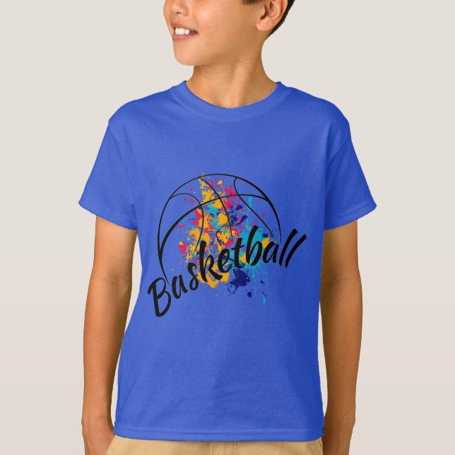 T-shirt garçons de basket-ball aquarelle (Devant)