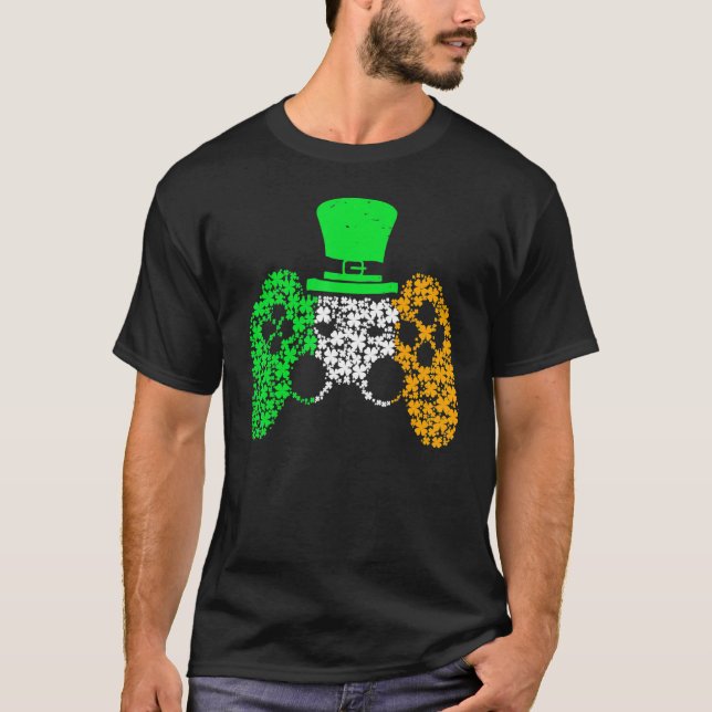 T-shirt Garçons Gamer Jeu Lucky Shamrock Jour de la Saint  (Devant)