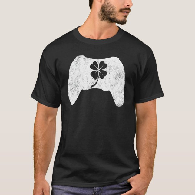 T-shirt Garçons Gamer Lucky Jeu Shamrock Jour de la Saint  (Devant)
