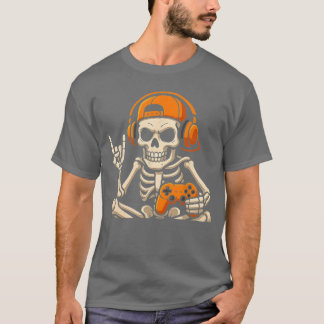 T-shirt Garçons Halloween squelette Gamer Vidéo Gaming Tee