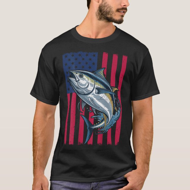 T-shirt Garçons Jeunes Pêche en Mer Profonde Drapeau Améri (Devant)