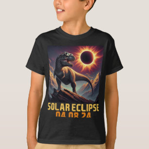 T-shirt Garçons T Rex Dinosaur Astronaut Total Éclipse Sol