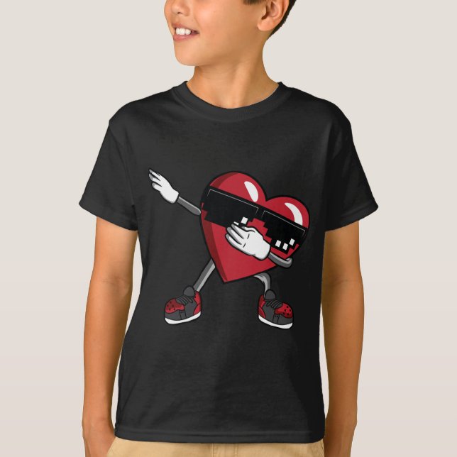 T-shirt Garçons Valentines Jour Drôle Dabbing Coeur Enfant (Devant)