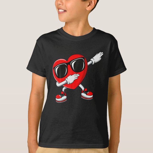 T-shirt Garçons Valentines Jour Enfants Dabbing Heart Love (Devant)