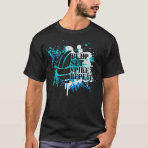 T-shirt Garçons Volleyball Paint Splatter Bump Set Spike R