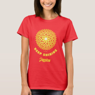 T-shirt Garde Soleil Géométrique Mandala Rouge Brillante
