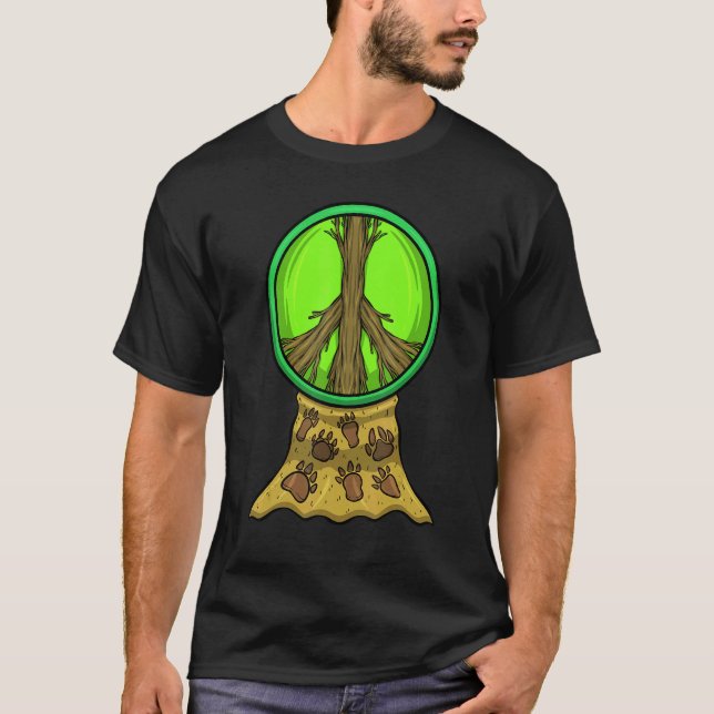 T-shirt Garden Peace Gardener Hippie Tree Roots Animal Foo (Devant)