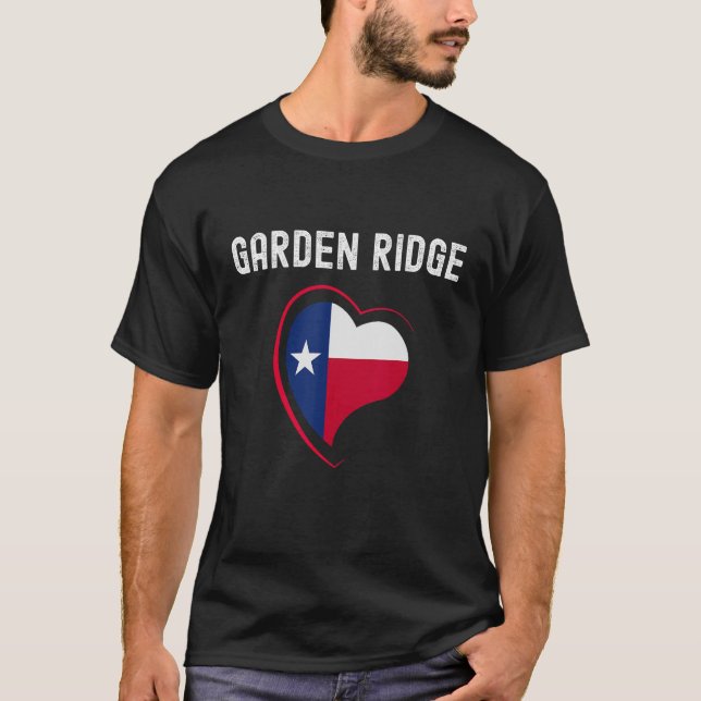T-shirt Garden Ridge Texas Flag Heart Design Unification & (Devant)