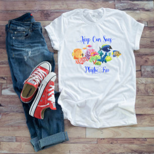 T-shirt Garder nos mers Plastique Poisson libre Corail Océ