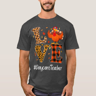T-shirt Garderie Enseignant Aimer Thanksgiving Leopard Tur