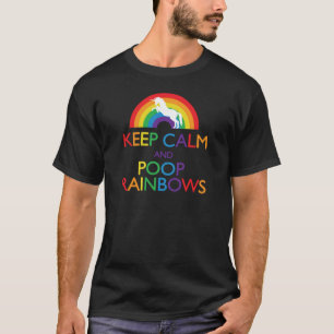 T-shirt Gardez la licorne d'arcs-en-ciel de calme et de