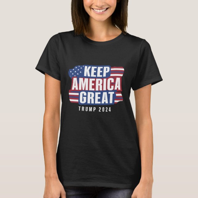 T-shirt Gardez l'Amérique grande - Trump 2024" (Devant)