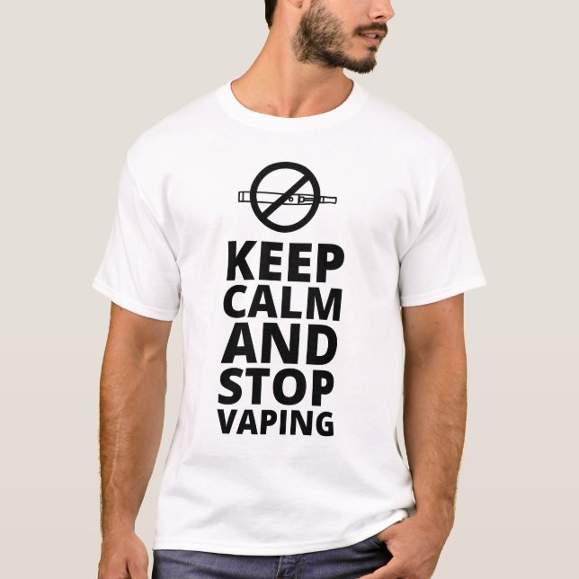 T-shirt Gardez Le Calme Et Arrêtez Le Vapage - Anti Vape (Devant)