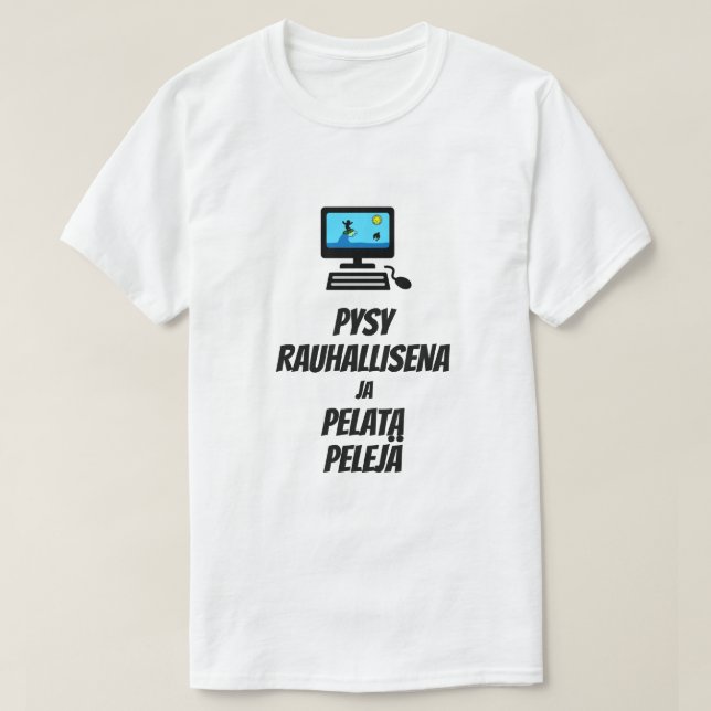 T-shirt Gardez le calme et jouer à des jeux en finnois (Design devant)