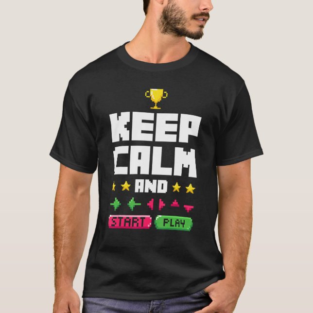 T-shirt Gardez Le Calme Et Joueur Vidéo Jouer Joueur Pc Co (Devant)