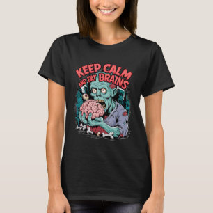 T-shirt Gardez Le Calme Et Mangez Le Cerveau Zombie Hallow