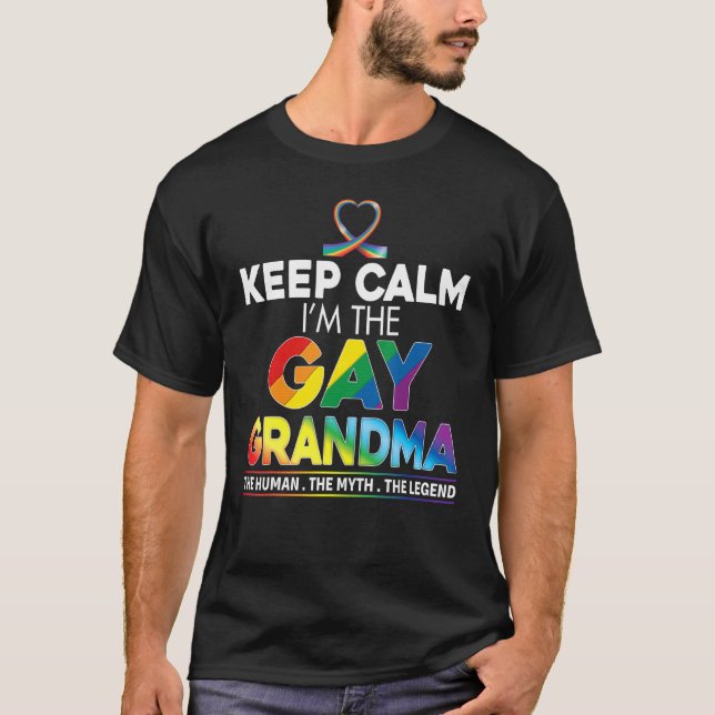 T-shirt Gardez le calme Je suis le Gay Grandma Rainbow Rib (Devant)