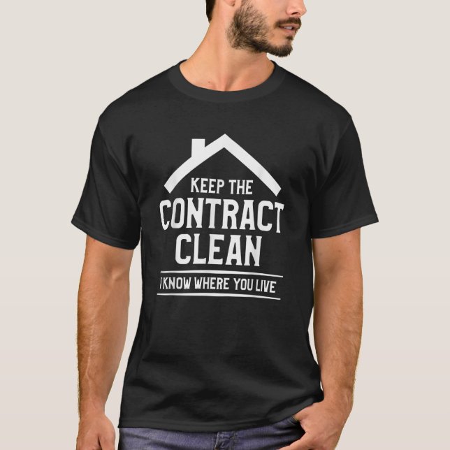 T-shirt Gardez le contrat propre Je sais où vous habitez M (Devant)