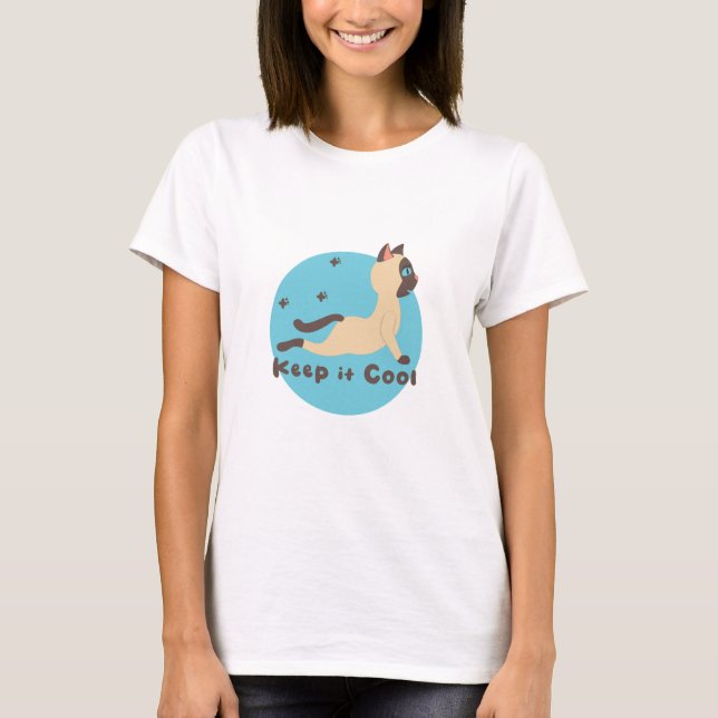 T-shirt Gardez-le cool Kawaii amusant chat pratique yoga p (Devant)