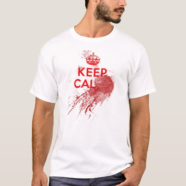 T-shirt Gardez le zombi sanglant calme (Devant)