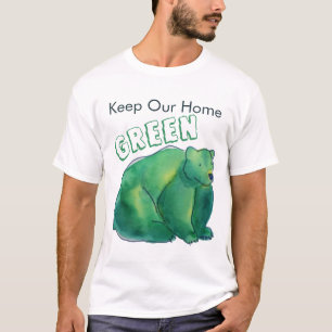 T-shirt Gardez notre ours d'aquarelle vert doux