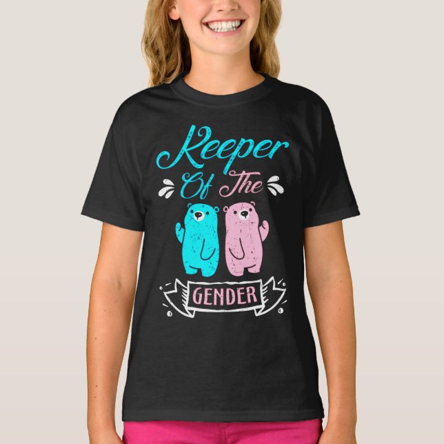 T-shirt Gardien de l'ours en peluche rose et bleu genre (Devant)