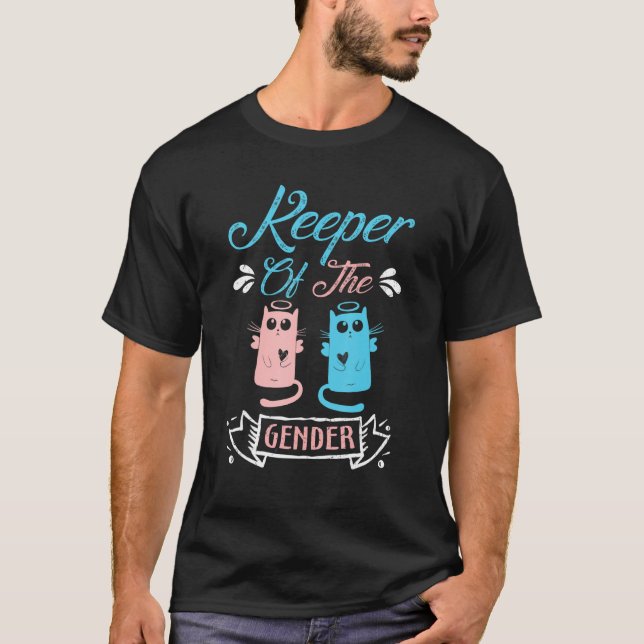 T-shirt Gardien des chats mignons genre en bleu et rose p (Devant)