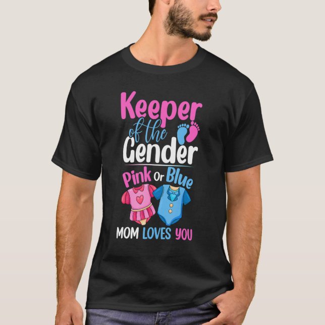 T-shirt Gardien Du Genre Rose Ou Bleu Maman Vous Aime (Devant)