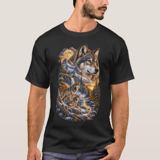 T-shirt Gardiens de la nature – Famille de loups vintage 