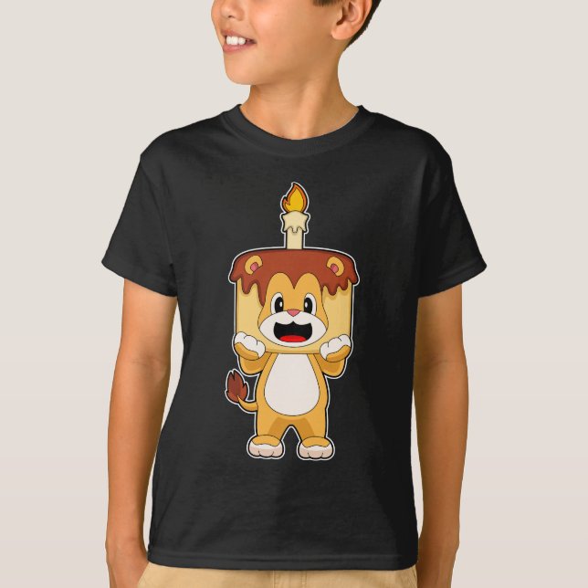 T-shirt Gâteau aux bougies Lion Anniversaire (Devant)