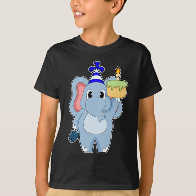 T-shirt Gâteau aux chandelles d'anniversaire éléphant (Devant)