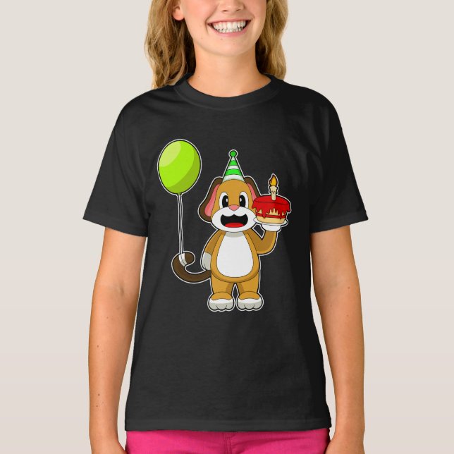 T-shirt Gâteau aux chandelles de l'anniversaire du chien (Devant)