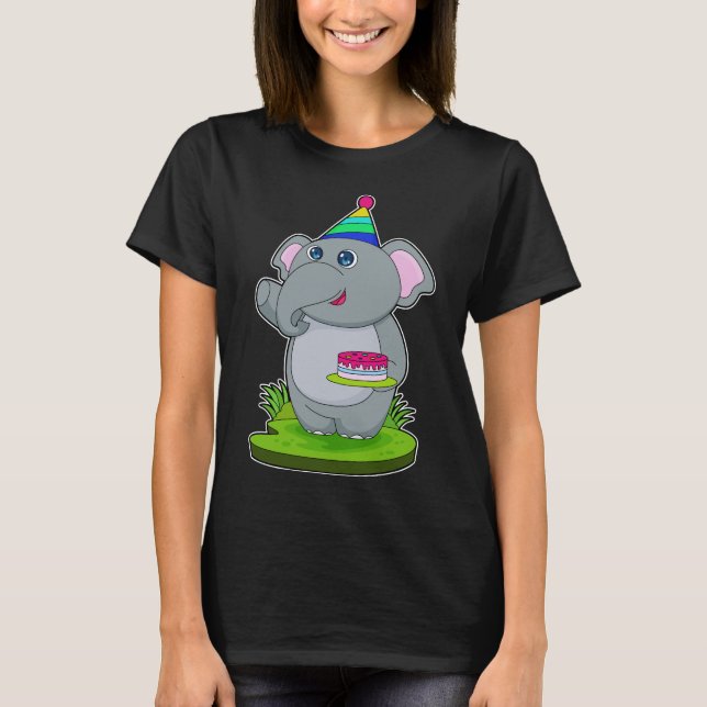 T-shirt Gâteau casquette de la fête des éléphants (Devant)